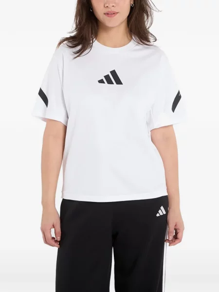 Lung tricou Adidas cu glugă cu dungi negru