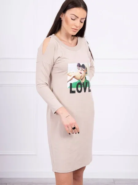 Rochie Kesi cu imagine de costum bej