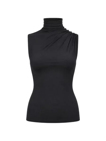Top Ow Collection asimetric drapat negru