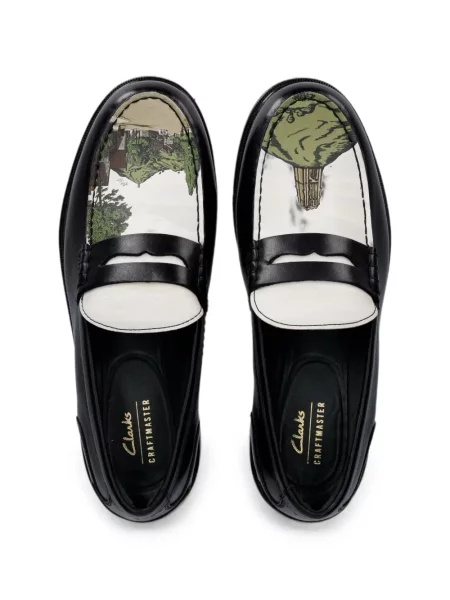 Кожени лоуфъри Clarks Originals с принт черно