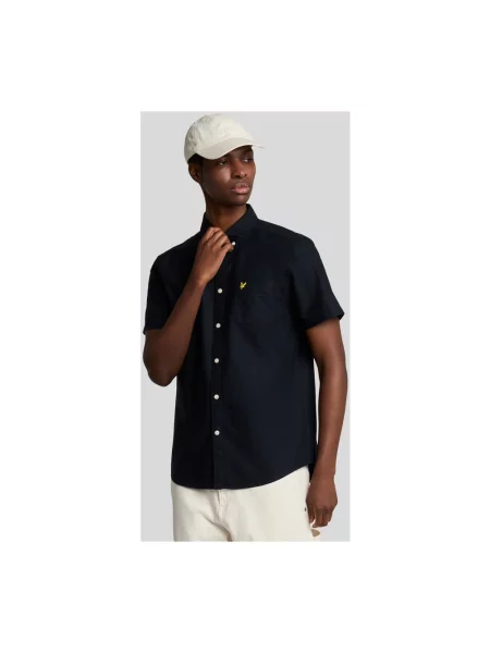 Koszula z krótkim rękawem Lyle & Scott z twillu niebieska