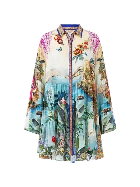 Warstwowa mały sukienka mini Camilla garniturowa niebieska