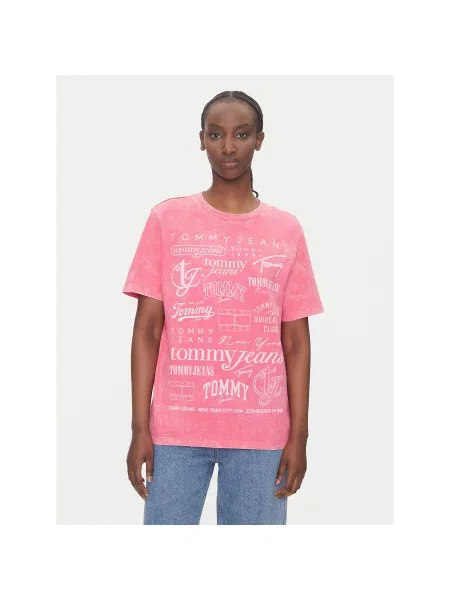 Tommy Jeans T-Shirt Multi Brand Relaxed Fit ροζ