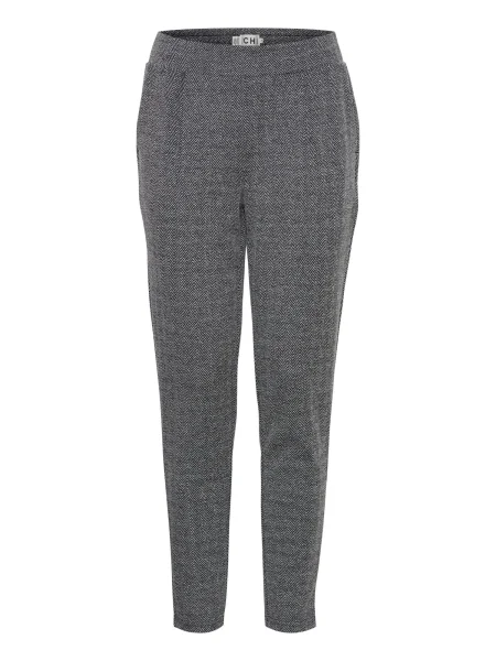 ICHI Pantaloni cutați Kate gri / negru alb