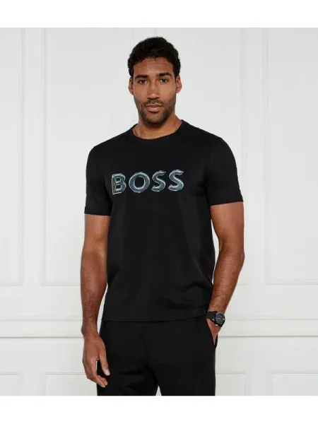 BOSS GREEN Póló Tee Logo | stretch fekete