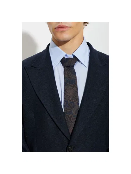Krawat Etro z wzorem paisley żakardowy niebieski