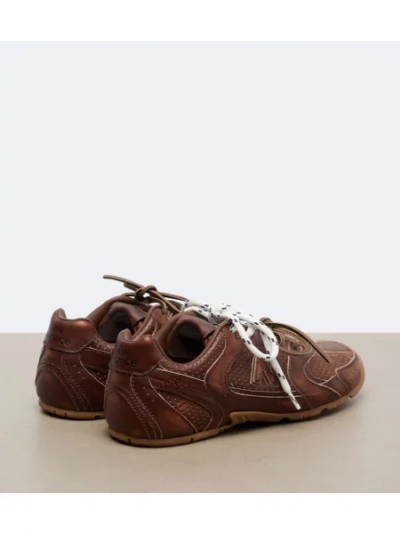 Sneakerși Miu Miu din piele maro