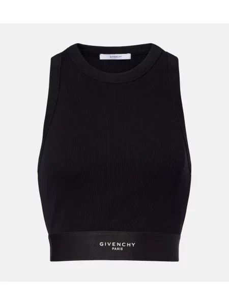 Decupat top Givenchy tricotate cu autograf negru