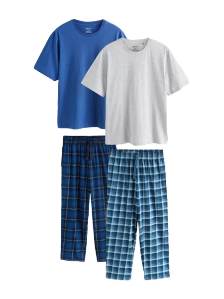 Next Dolga pižama mornarska / svetlo modra / temno modra / svetlo siva