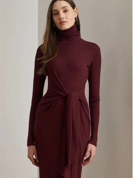 Платье миди Lauren Ralph Lauren бордовое