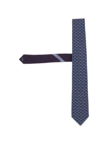 Cravată Ferragamo de mătase cu imprimeu geometric albastru