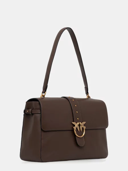 Кожаная сумка Pinko коричневая