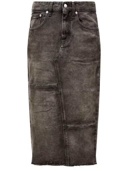 Fustă din denim Mm6 Maison Margiela cu crăpătură gri