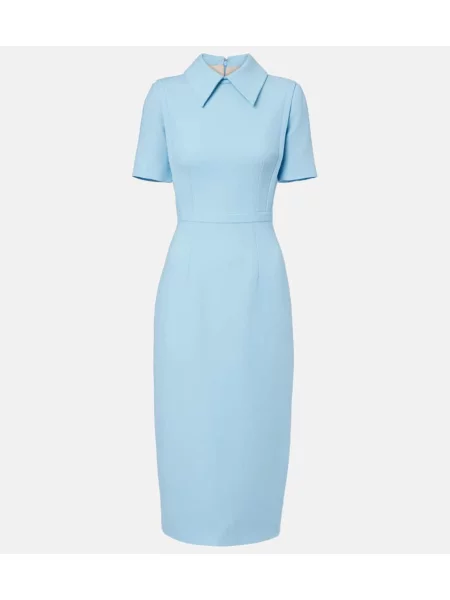 Sukienka koktajlowa Emilia Wickstead wełniana garniturowa niebieska