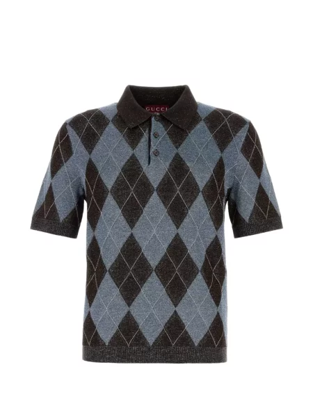 Tricou polo Gucci cu broderie albastru