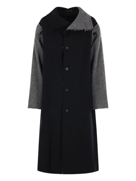 Palton Yohji Yamamoto cu model herringbone negru