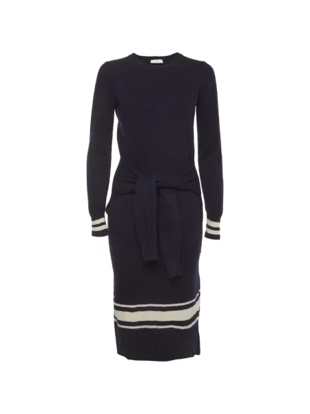 Rochie midi Sandro cu dungi cu legături albastru
