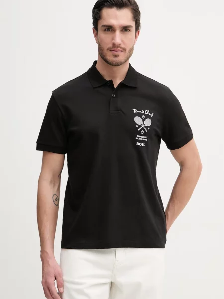 BOSS Green polo de negru