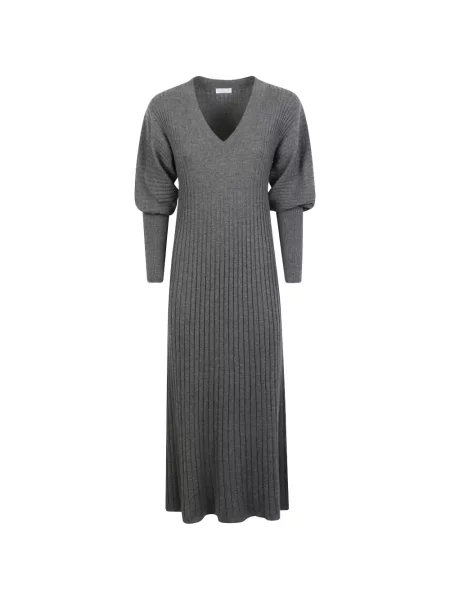 Rochie Brunello Cucinelli tricotate cu decolteu în V gri
