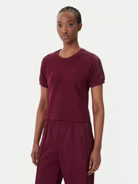 Кружевная футболка Adidas бордовая
