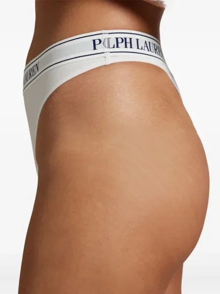 Chiloți tanga Polo Ralph Lauren cu autograf tricotate mini alb