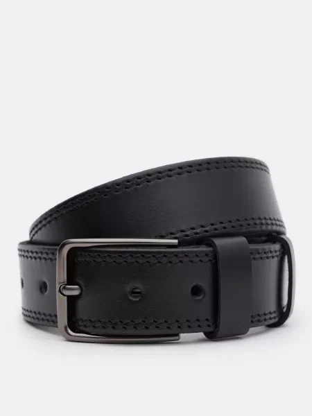 Кожаный ремень Borsa Leather с ремешками черный