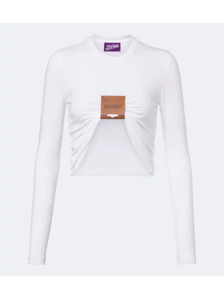 Top Jean Paul Gaultier din piele alb