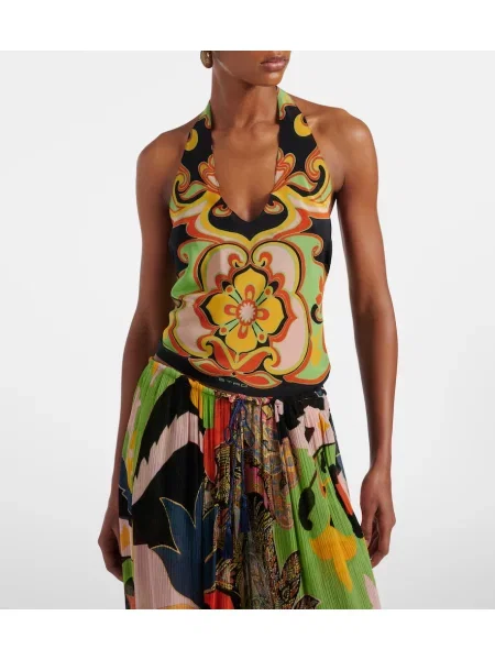 Bluză Etro de mătase cu model floral negru