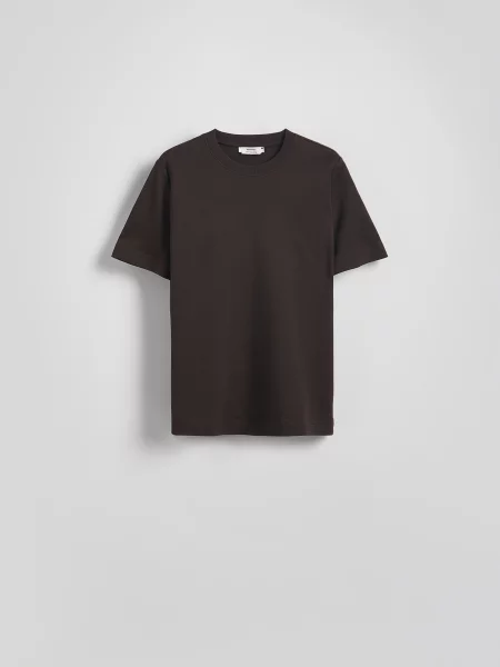 Reserved Футболка regular fit з мерсеризованої коричневий