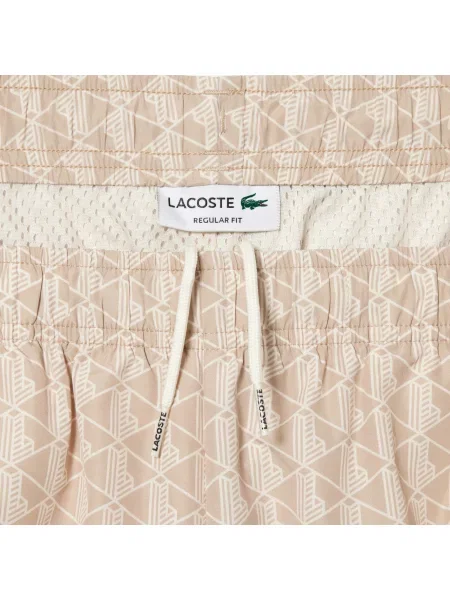 Lacoste Spodnie Dresowe Z Nadrukiem Monogramu Lacoste beżowe