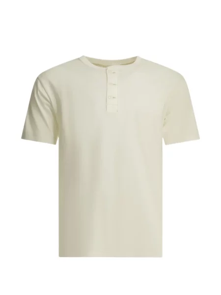 Scurt tricou Whitesville cu guler henley alb