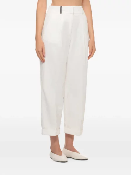 Pantaloni Peserico de catifea cord alb