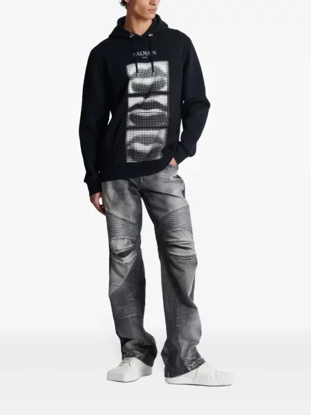 Hanorac cu glugă Balmain cu imagine negru