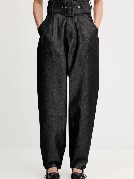 Rotate jeans high waist negru