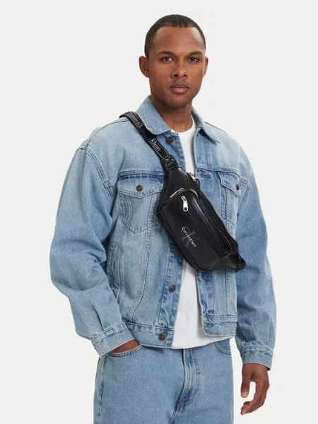 Calvin Klein Pojasna torbica / bijela crna
