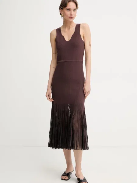 BOSS rochie cu lyocell Floe maro