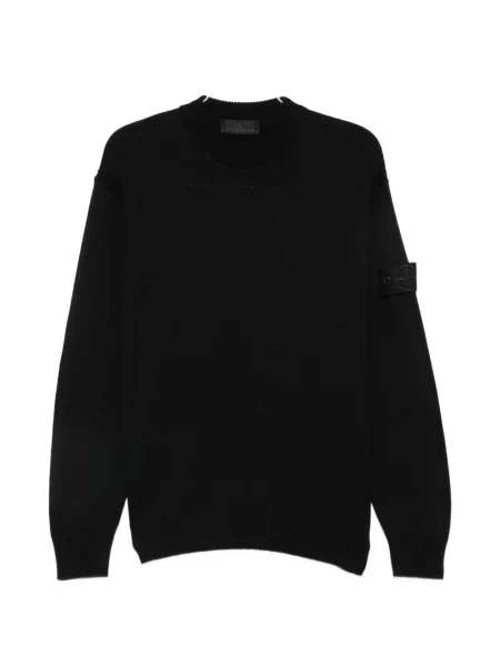 Pulover Stone Island cu decolteu rotund cu strasuri negru