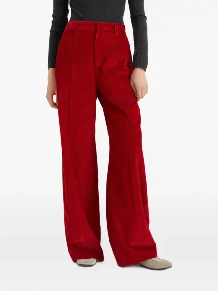 Pantaloni Brunello Cucinelli de catifea cord roșu