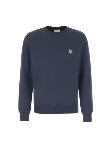 Maison Kitsuné bluza Fox Head Patch Regular Sweatshirt granatowy gładka niebieska