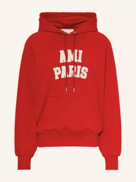Ami Paris Mikina S Kapucí červená bílá