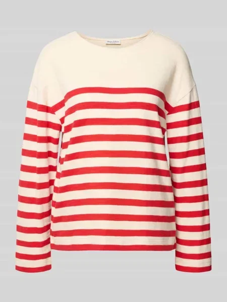 Sweter z dzianiny o kroju regular fit z czystej bawełny Marc O'polo czerwony