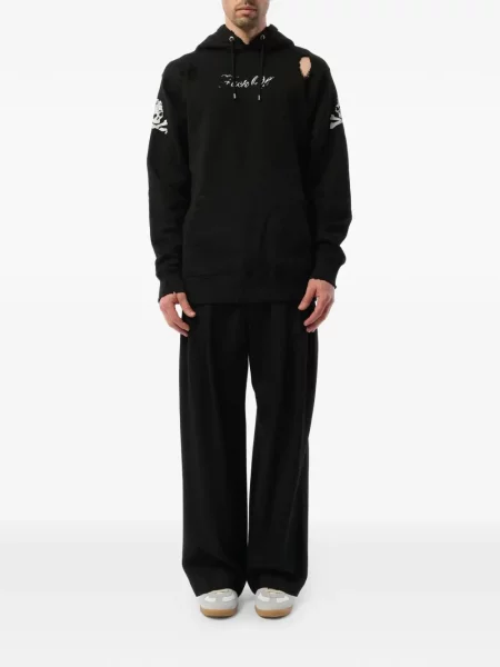 Hoodie Mastermind Japan με φθαρμένο εφέ μαύρο