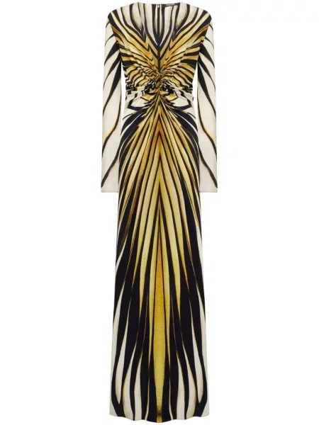 Rochie maxi Roberto Cavalli cu imagine de costum auriu