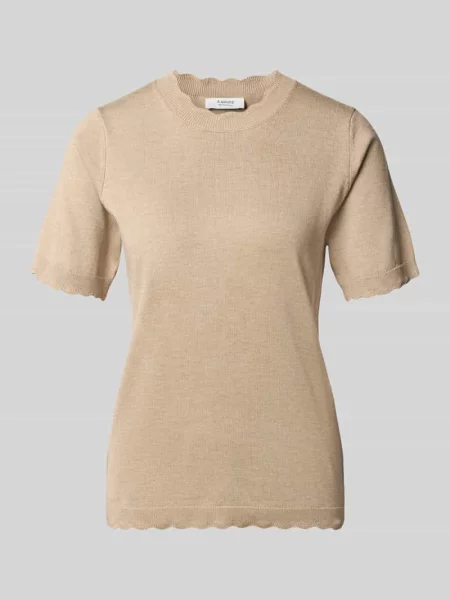 T-shirt o kroju regular fit z mieszanka model Morla' B.young beżowa