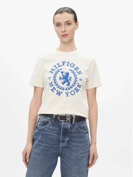 Tommy Hilfiger Póló REG CREST C-NK TEE SS bézs