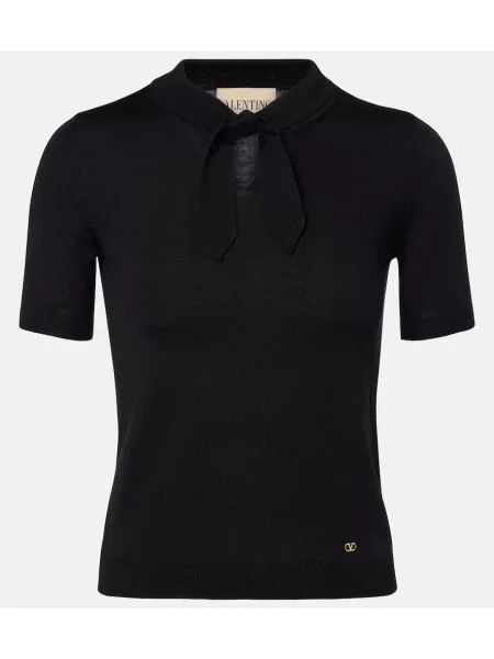 Top Valentino de lână cu legături negru
