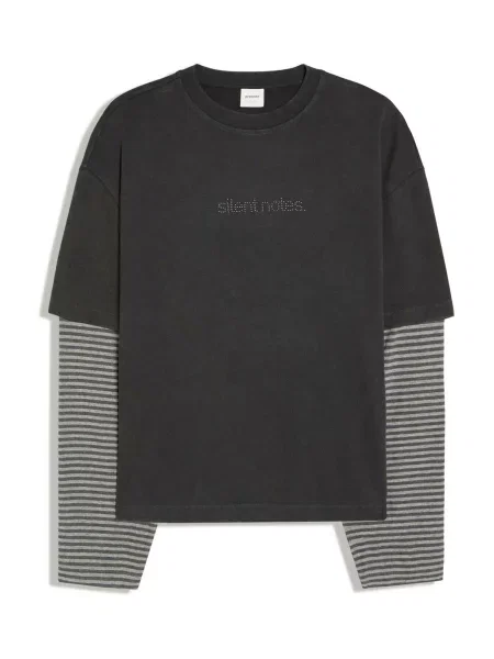 Bershka Tricou gri amestecat negru