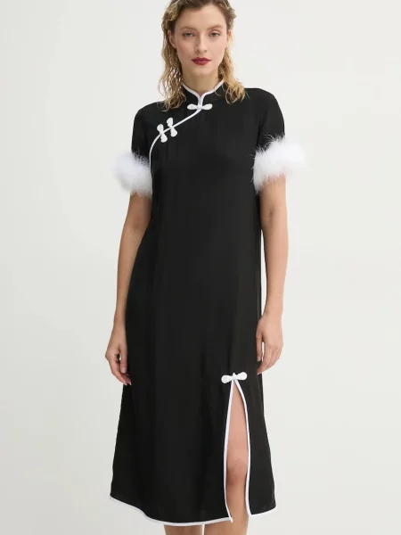 Рокля The Sleeper среднодълга със стандартна кройка черно