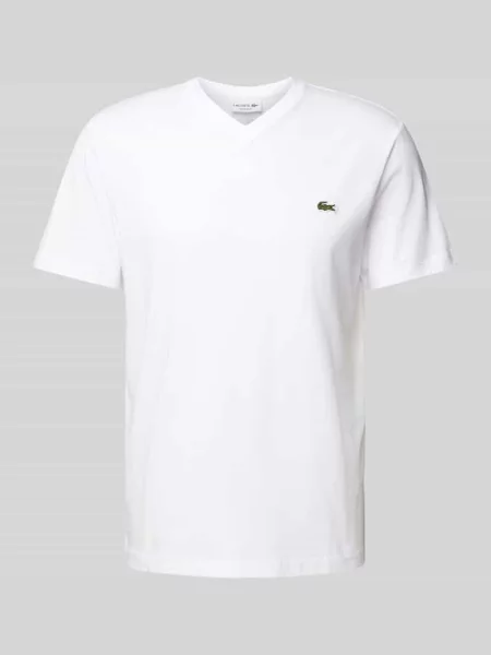 T-shirt o kroju regular fit z czystej bawełny Lacoste biała