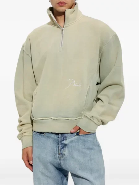 Hanorac cu fermoar Rhude cu broderie verde